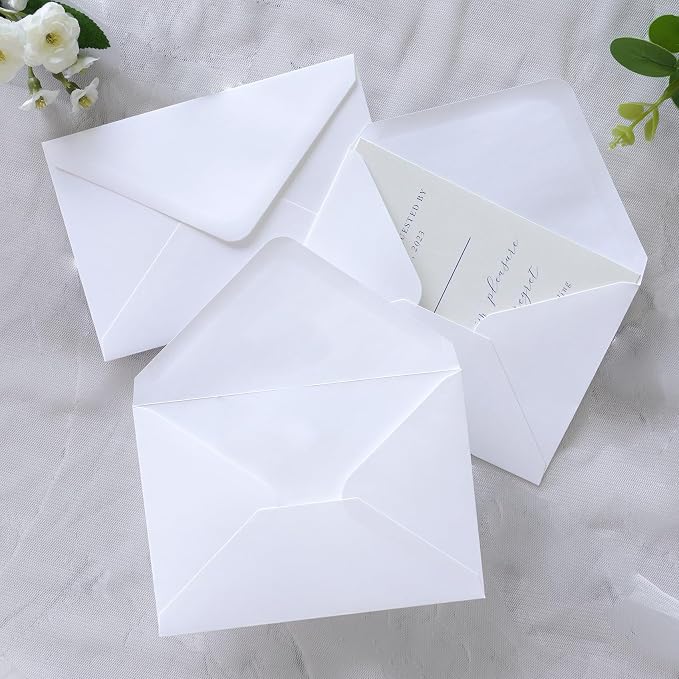 PONATIA 50 Pack A1 Envelopes, 3.62 x 5.2'' White Envelopes Perfect - Image 5