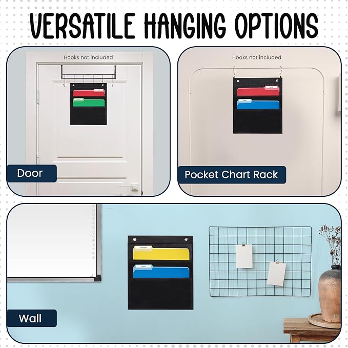 Essex Wares - 2 Pocket File Pocket Chart, and More - Wall Folder Organizer - - Image 6