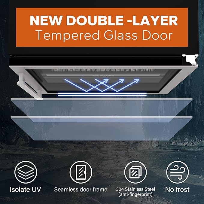 Ca'Lefort 24 Inch Beverage Refrigerator, 180 Can 34°F -54°F Beverage Fridges, Drink Fridge with Glass Door 3 LED Beverage Coolers Built in or Freestanding, Perfect for Home/Kitchen(5.65 cu.ft)-DeskLoop Office