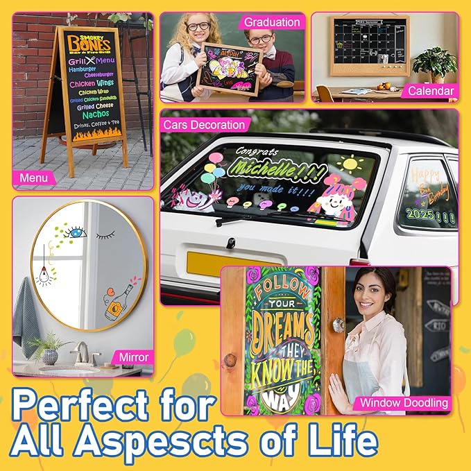 GOTIDEAL Window Markers for Glass Washable,Jumbo Chalk Markers for Blackboard,Car Marker for Auto,Chalkboard,Glass,Mirror,Calendar,School Painting,18 Colors Car Paint Pens with Metallic Colors(10mm)-DeskLoop Office