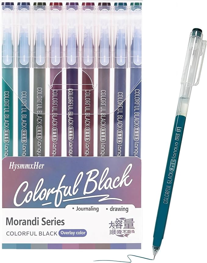 9 Colored Gel Pens Set, 0.6mm Fine Point by HysmmxHer