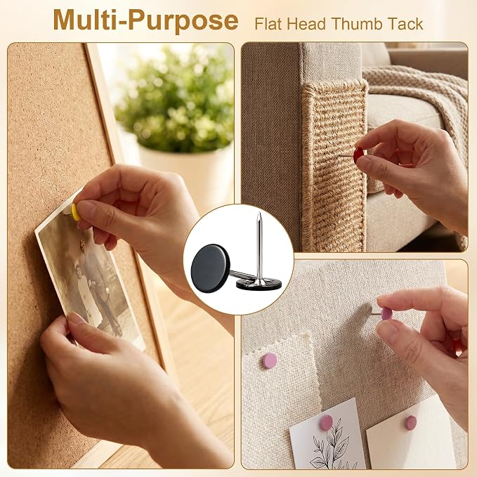 100pcs Metal Thumb Tacks, Heavy Duty Flat Head Push Pins, Upholstery Tacks - Image 3