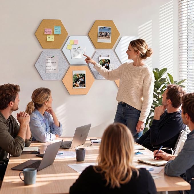 8 Pack Hexagon Felt Bulletin Board Tiles - Image 8