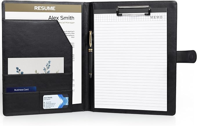 Professional Padfolio with Notepad Included | Faux Leather Portfolio Folder by Unknown