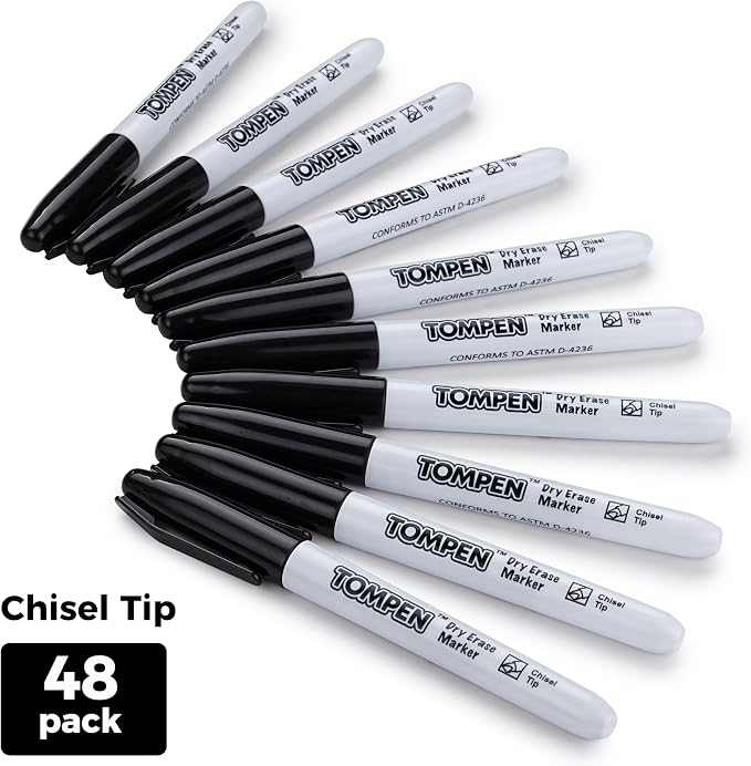 Dry Erase Markers Chisel Tip Black, Erasable Whiteboard Markers - Image 2
