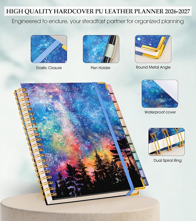 Academic Planner 2026-2027, Hardcover Leather Weekly and Monthly Calendar - Image 4