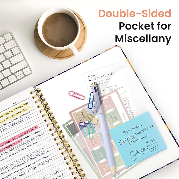 Large Spiral Notebook for Work, 8.5" x 11" Journal for Women, Cute 5 Subject - Image 6