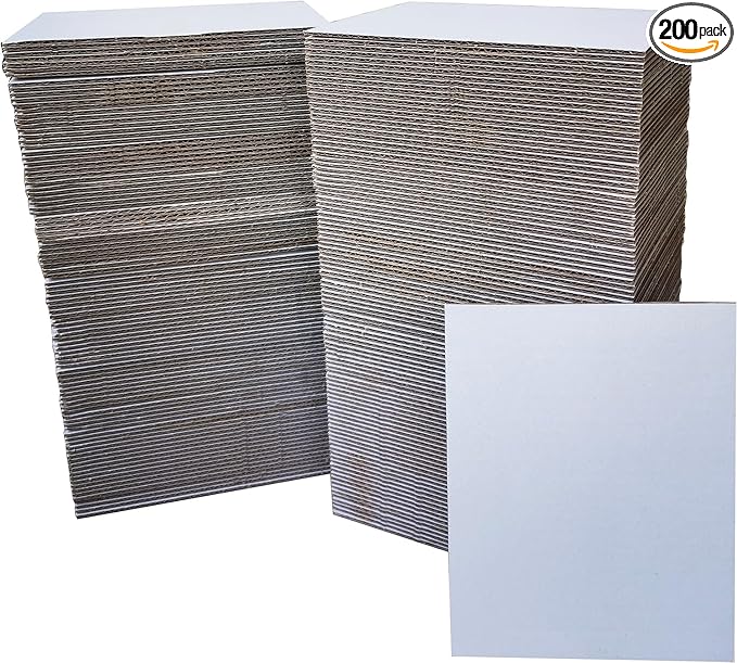 200 Packs 4x6 Inch Corrugated Cardboard Sheets, Premium White Corrugated by ANSSDO