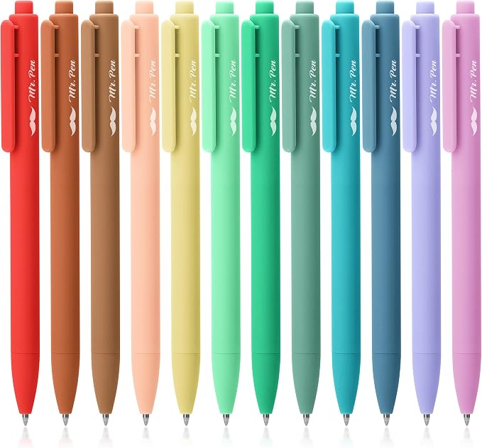 Mr. Pen- Retractable Gel Pens, 12 Pack, Fast Dry, Smooth Writing, Cute Pens by MrPen