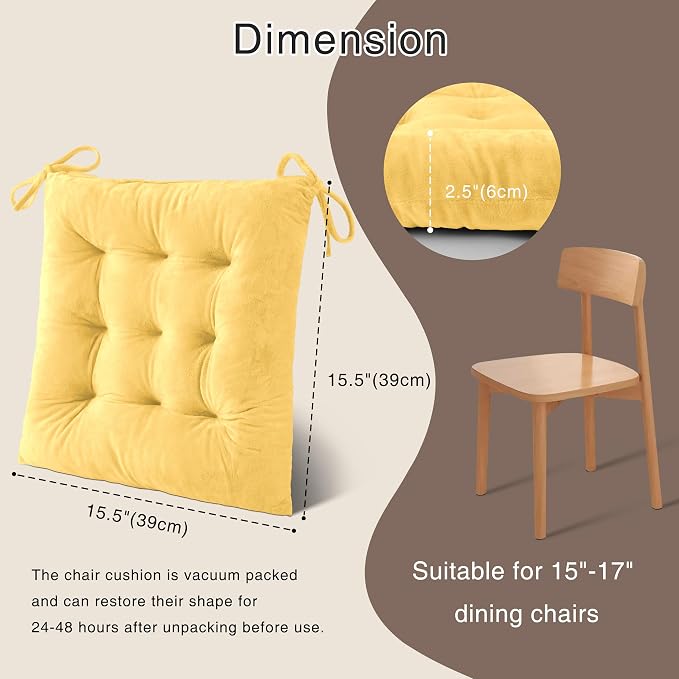 OVOV 4 Pack Chair Cushions for Dining Chairs Soft Seat Cushions for Kitchen - Image 2