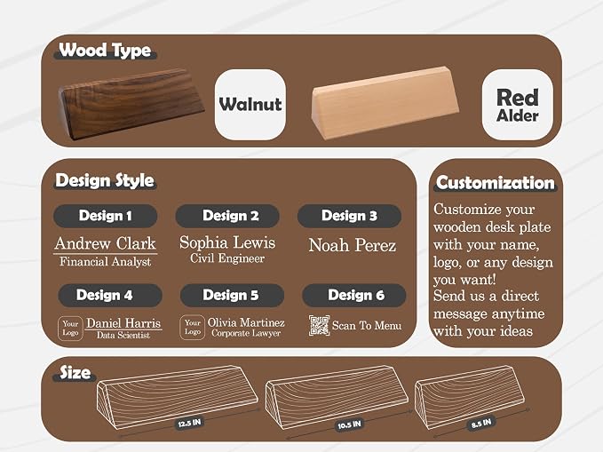 Custom Engraved Wooden Desk Name Plate, Personalized Office Desk Name Sign - Image 3