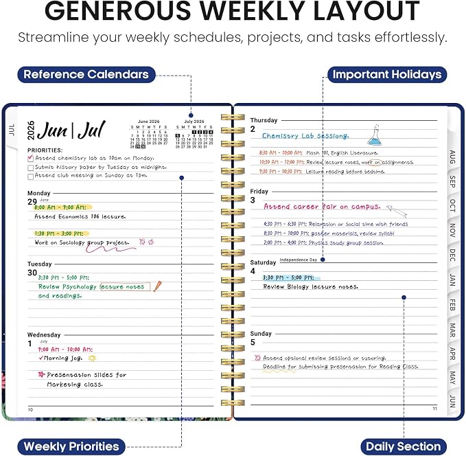 Planner 2026-2027, Academic Year Monthly and Weekly Calendar Planner, Jul 2026 - Image 3
