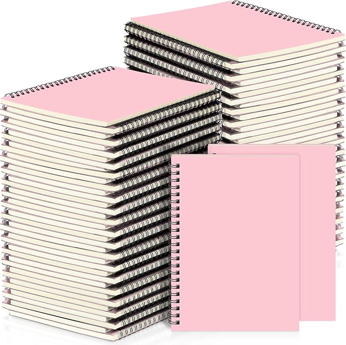 Yahenda 18 Pcs Spiral Notebook Bulk A5 Journal Lined 8.3'' x 5.5'' Writing Composition Paper Small Notepad Subject Notebook for Students Office Business Back to School Supplies (Pink)-DeskLoop Office