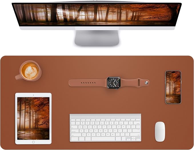 Leather Desk Pad Blotter, Mouse Pad, Office Desk Mat, Non-Slip PU Leather Desk by AFIING