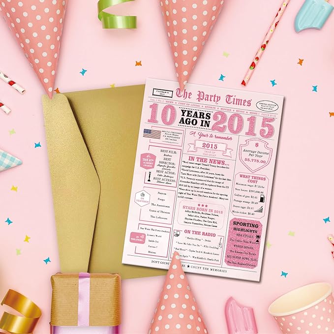 10 Year Old Girl Birthday Gifts，10th Birthday Decorations for Girl，10th Bday Card，10 Year Old Bday Decorations for Daughter Granddaughter Niece
