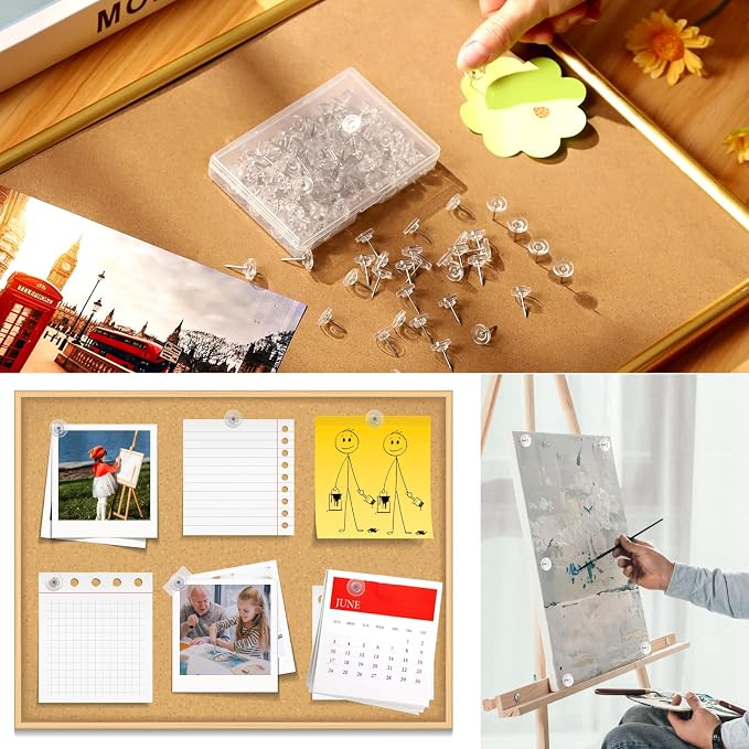 150 PCS Push Pins, Standard Plastic Head Steel Point Clear Thumb Tacks - Image 4