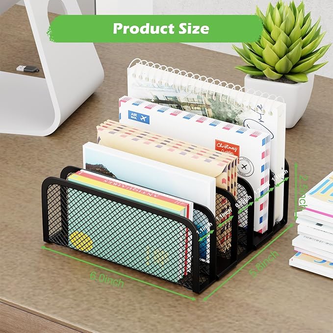 Mail Organizer Countertop 2 Pack, Metal File Holder - Image 2