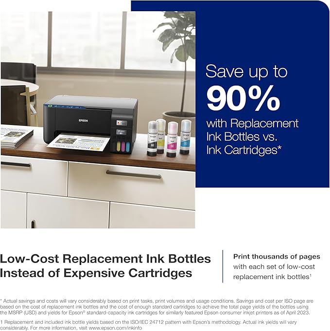 Epson EcoTank ET-2400 Wireless Color All-in-One Cartridge-Free Supertank Printer with Scan and Copy – Easy, Everyday Home Printing, Black-DeskLoop Office