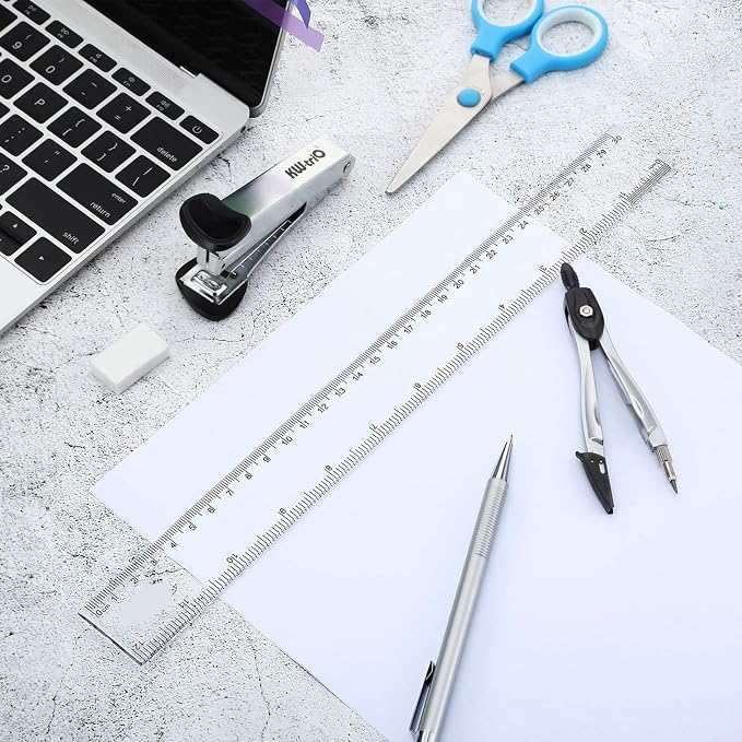 EBOOT 2 Pieces Plastic Ruler Straight Ruler Plastic Measuring Tool 12 Inches - Image 2