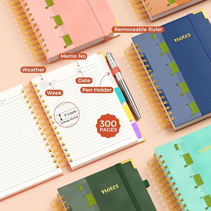 XYark A5 Hardcover Spiral Notebook, 6.3"x8.5" College Ruled Notebooks - Image 6