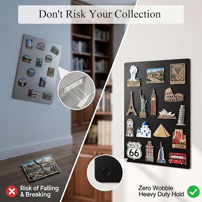 Magnetic Board for Wall 23.6" x 15.7" : Black Metal Display Board for Travel - Image 4