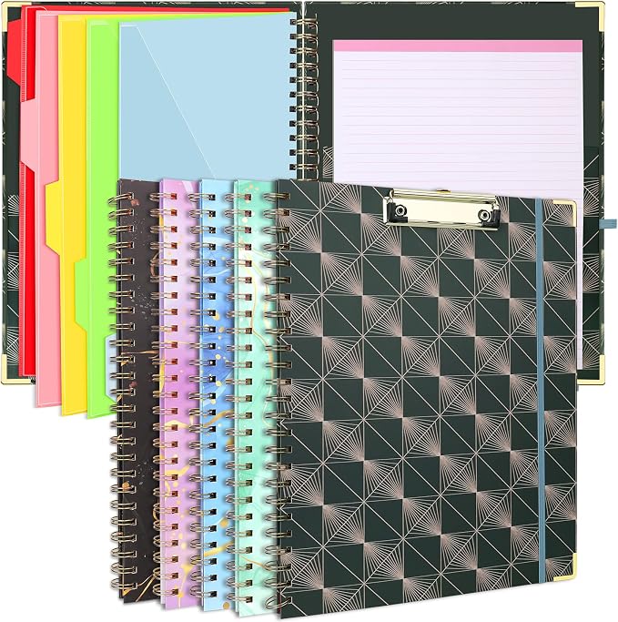 Clipboard Folio with Refillable Notepad, Hardcover Spiral Clipboard Folder by SFLHHDM