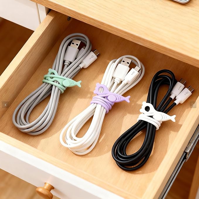 28 Pcs Silicone Cable Ties Reusable, Computer Cords - Image 2