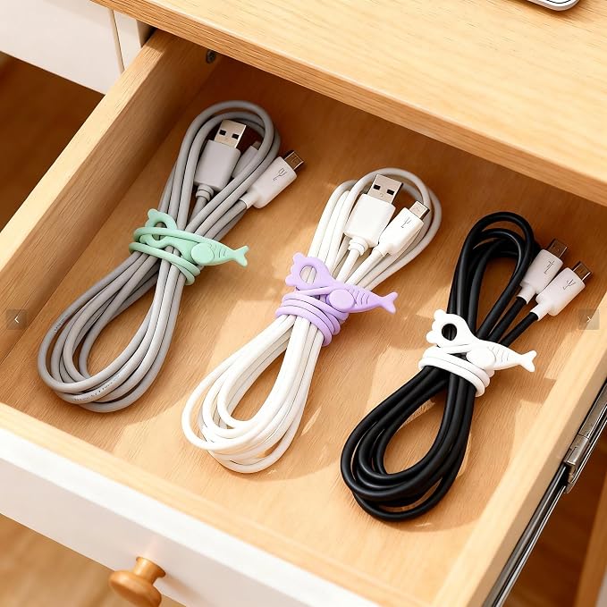28 Pcs Silicone Cable Ties Reusable, Computer Cords - Image 2