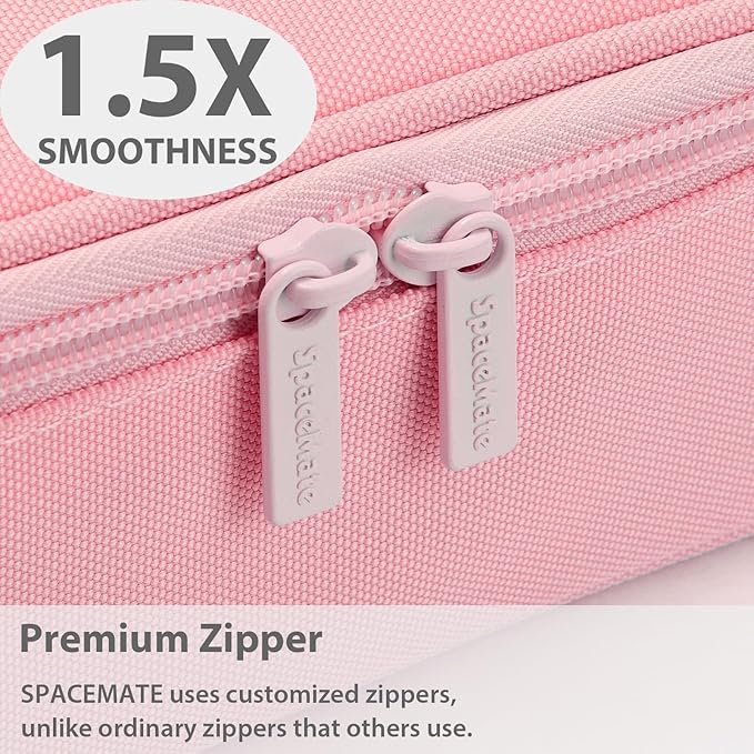 Pencil Case Pouch Box Bag School Supplies Girls Boys Kids, Cute Preppy Stuff Large Big Capacity Aesthetic Pen Organizer, Back to College Stationary, Light Pink, Standard Stlye, 1800ml-DeskLoop Office