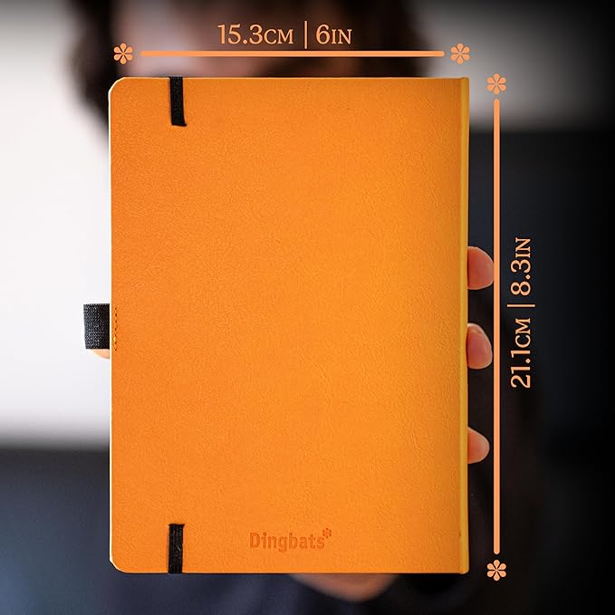 Dingbats* Earth Dotted Writing Journal Notebook A5 - Vegan Leather Hardcover - Ideal for Work, Travel - Pocket, Elastic Closure & Bookmark-DeskLoop Office