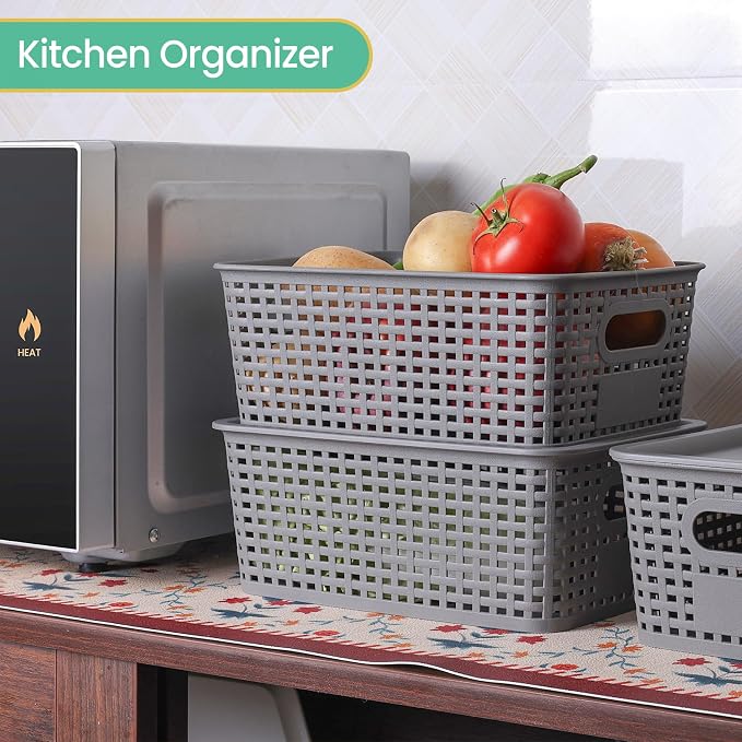 Plastic Storage Baskets with Lid-Plastic Storage Containers Stackable Storage - Image 6