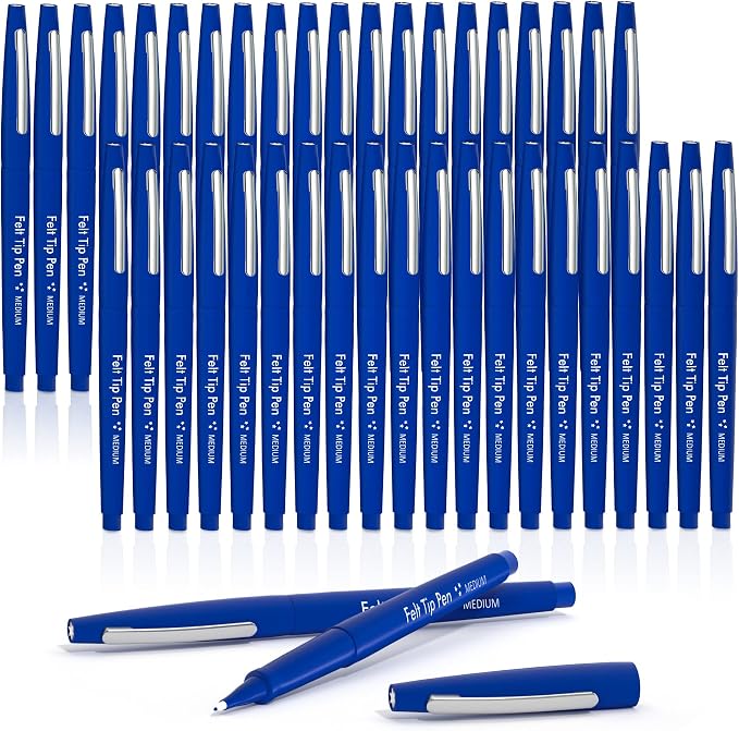 Lelix Felt Tip Pens, 40 Blue Pack, 0.7mm Medium Point, Felt Tip Markers Pens by EnjoySilkyWritingwithLelix