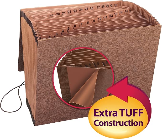 Smead TUFF Expanding File, 31 Pockets, Flap and Cord Closure, Letter Size - Image 2