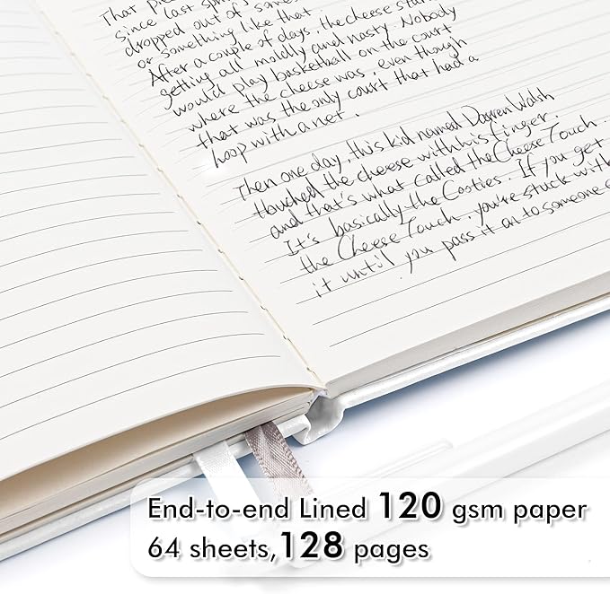 feela College Ruled Notebooks, 24 Pack Business Notebook Hardcover Lined Writing Journal with Pen Holder for Men Women Note Taking, with 24 Black Pens, 120 GSM, 5.1”x8.3”, A5, White-DeskLoop Office