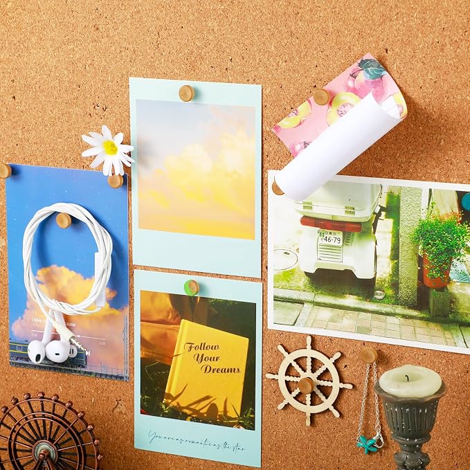 Gueevin 100 Pcs Wooden Push Pins Decorative Wood Thumb Tacks Map Tacks Push Pins - Image 3