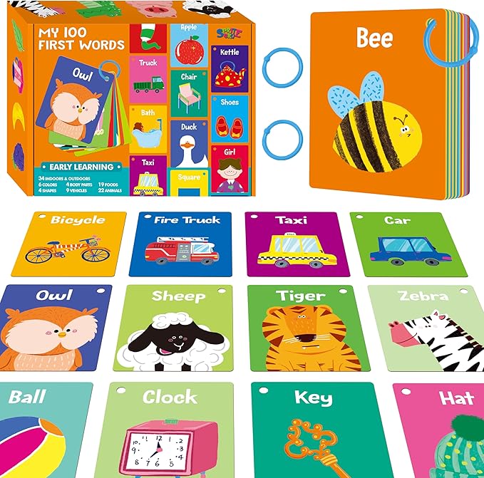 50 PCS First Word Flashcards, Double Sided Learning Cards Alphabet, Body Parts by SpriteGru