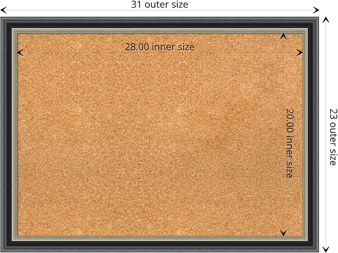 Amanti Art Natural Cork Board for Wall, 23x31 Vision Board with Black Wood Frame, Medium Corkboard Office Decor for Home Organization, Modern Contemporary Corkboard Pinboard to display items for home-DeskLoop Office