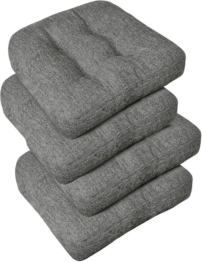 downluxe Chair Cushions for Dining Chairs 4 Pack, Tufted Indoor Chair Pads by Downluxe