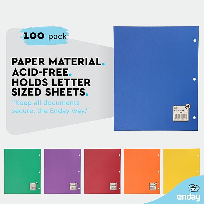 Paper Folders with Pockets Assorted Colors - Image 4