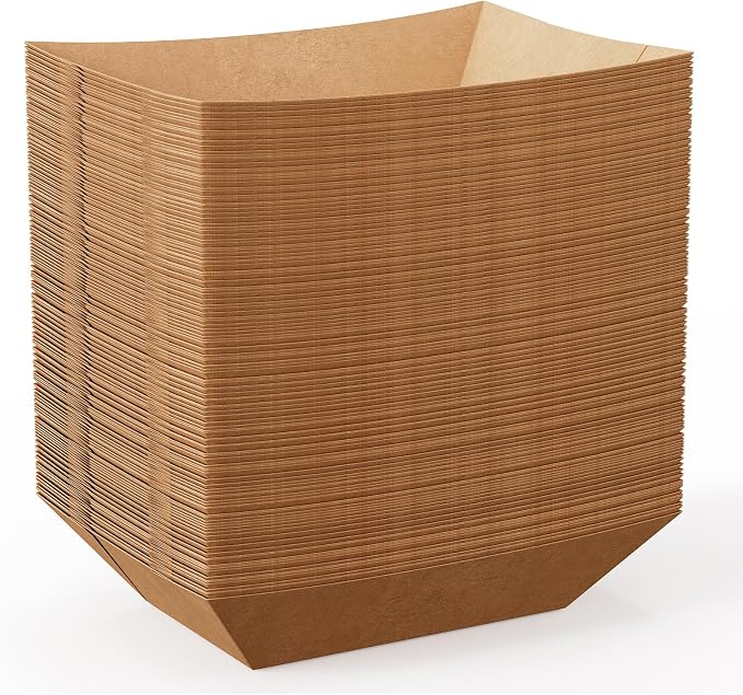 JOLLY CHEF 3lb Paper Food Trays, 250 Pack Disposable Boat, Extra Large Food by JOLLYCHEF