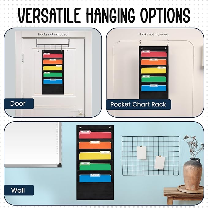 Essex Wares - 5 Pocket File Pocket Chart, and More - Wall Folder Organizer - 5 - Image 6