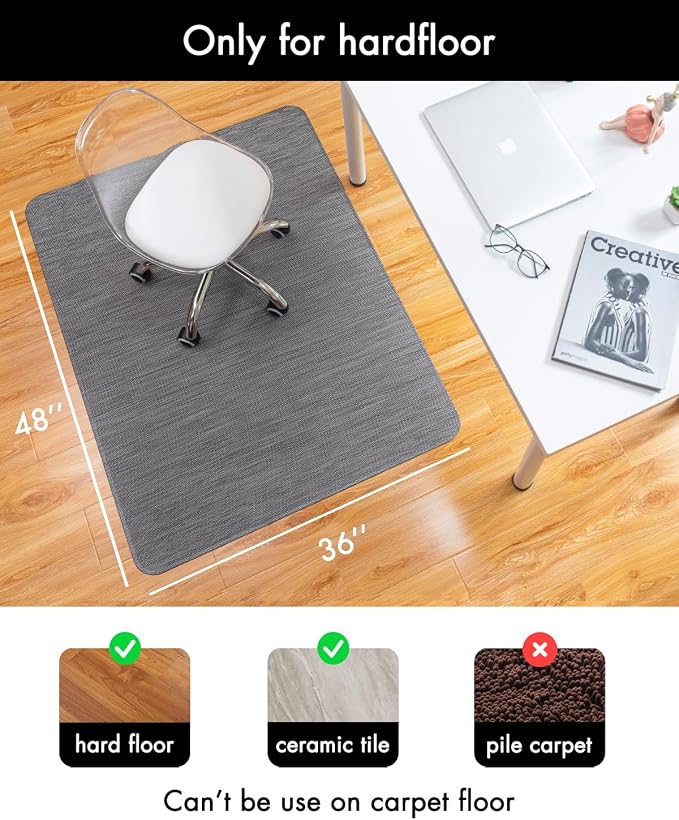 Baroyal Office Chair Mat for Hardwood Floor Under Desk Computer Rolling Chair - Image 3