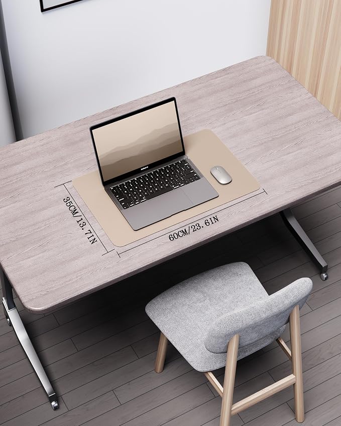YSAGi Double-Sided Desk Pad, 23.6"x13.7" Leather Desk Mat, Eco Cork Desk Pad - Image 2