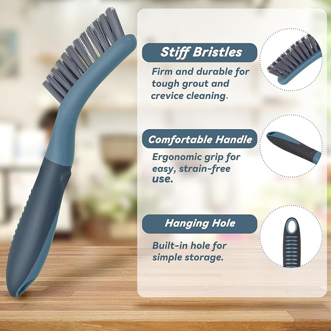 2 Packs Small Brushes for Cleaning, Stiff Bristle Grout Scrub Brushes for - Image 5