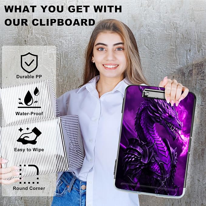 Purple Flaming Dragon A4 Clipboard - Image 2