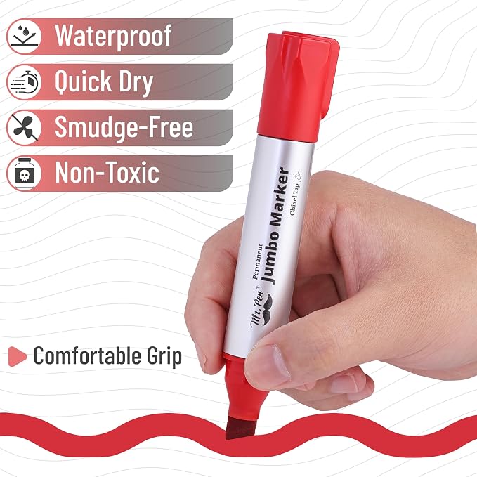 Mr. Pen- Jumbo Permanent Markers, 4 Pack, Chisel Tip, Wide Tip, Large | Thick - Image 5
