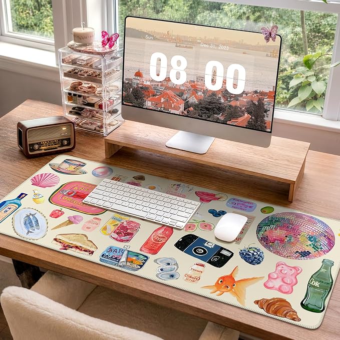 iCasso Cute Desk Mat, Large Waterproof Mouse Pad, Non-Slip Desk Protector - Image 3