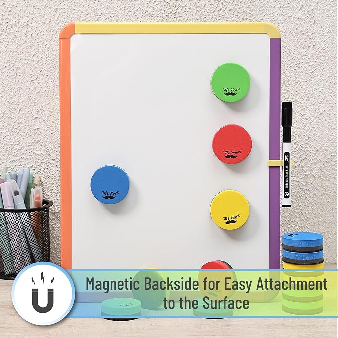 Mr. Pen- Round Magnetic Dry Erase Erasers, 24 Pack | Colorful Small Magnetic - Image 5