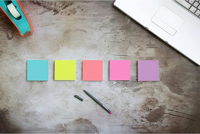 Post-it Super Sticky Notes, 24 Sticky Note Pads, 3 x 3 in., School Supplies, Office Products, Sticky Notes for Vertical Surfaces, Monitors, Walls and Windows, Supernova Neons Collection-DeskLoop Office