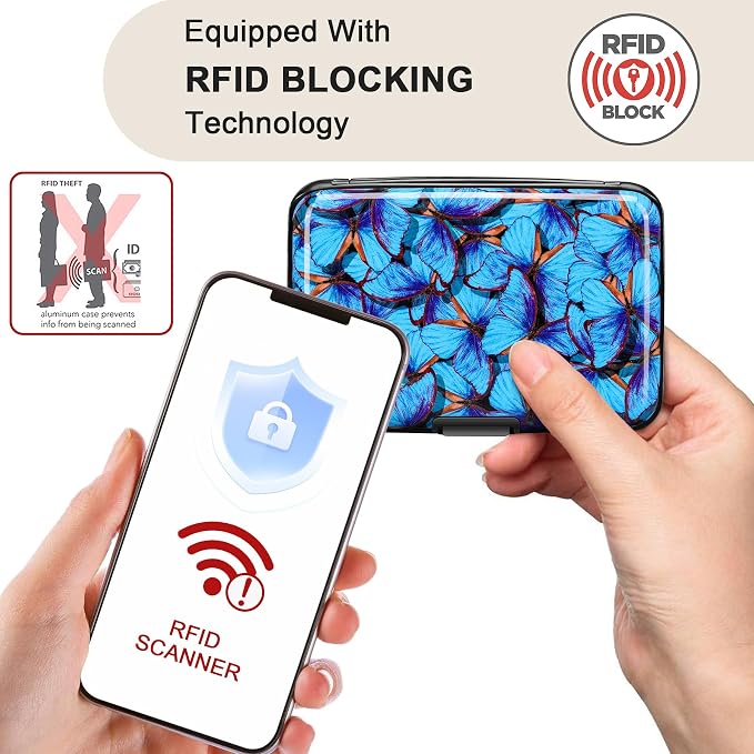 ELFISH RFID Blocking Credit Card Protector Aluminum ID Case Hard Shell Business - Image 2